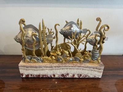 Marcel Andre Bouraine Marcel Bouraine Turbot Illuminated Sculpture Art Deco Underwater Scene
