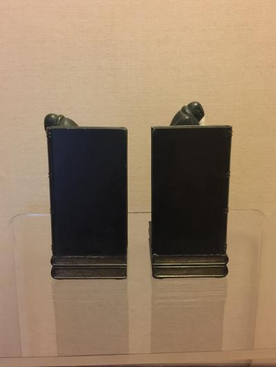 Marcel Andre Bouraine PAIR OF ART DECO MARCEL ANDRE BOURAINE MARIBOU STORK BOOKENDS