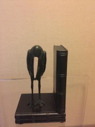Marcel Andre Bouraine PAIR OF ART DECO MARCEL ANDRE BOURAINE MARIBOU STORK BOOKENDS