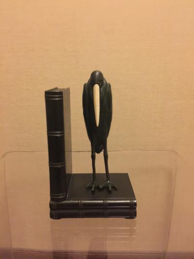 Marcel Andre Bouraine PAIR OF ART DECO MARCEL ANDRE BOURAINE MARIBOU STORK BOOKENDS