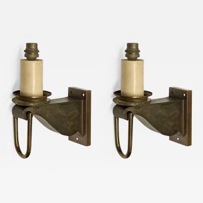 Marcel Asselbur Asselbur Pair of Bronze Sconces