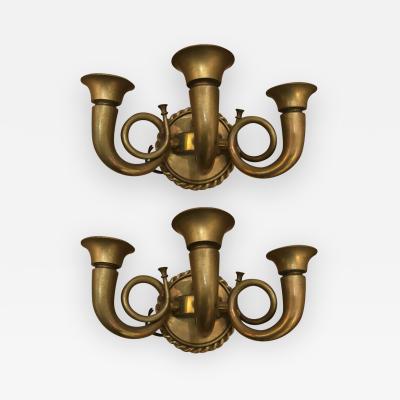 Marcel Asselbur Marcel Asselbur stunning pair of solid bronze sconces