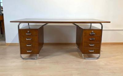 Marcel Breuer Bauhaus Desk by M cke Melder Steeltubes and Oak Veneer Czech circa 1940
