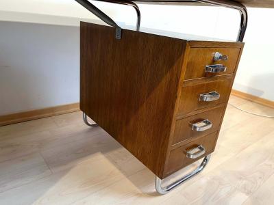 Marcel Breuer Bauhaus Desk by M cke Melder Steeltubes and Oak Veneer Czech circa 1940