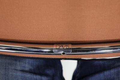 Marcel Breuer Davis Furniture Black Leather and Chrome Dining Chairs