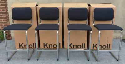 Marcel Breuer Four 4 NIB Cesca Bar Stools Marcel Breuer Knoll Chromed Steel Upholstery