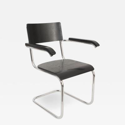 Marcel Breuer German Art Deco Black Enameled Wood Arm Chair