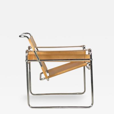 Marcel Breuer Impeccable Wassily Chair in Natural Tan Leather by Marcel Breuer Gavina Edition