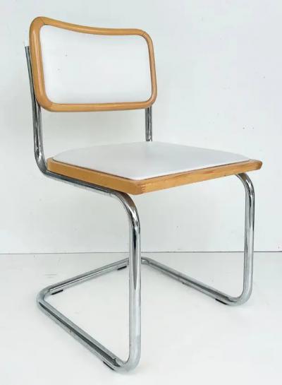 Marcel Breuer Italian Marcel Breuer Cesca Dining Chairs Set of 6 in Chrome Wood and Leather