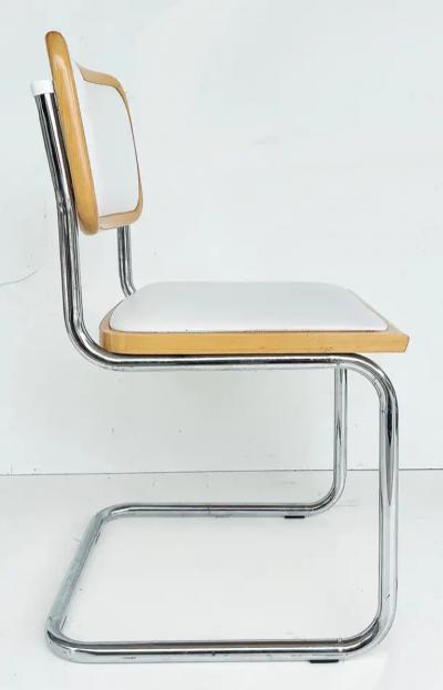 Marcel Breuer Italian Marcel Breuer Cesca Dining Chairs Set of 6 in Chrome Wood and Leather