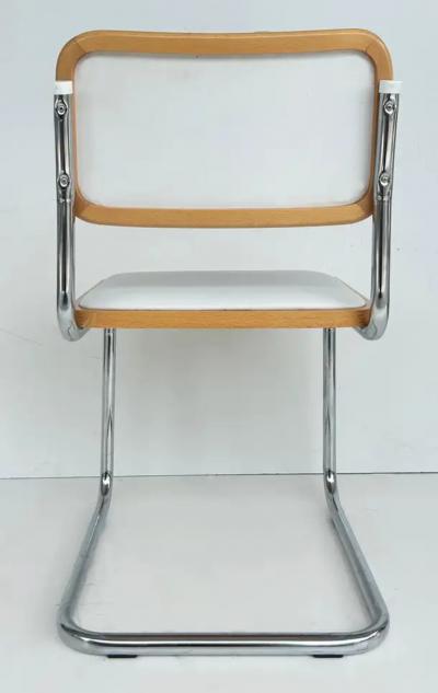 Marcel Breuer Italian Marcel Breuer Cesca Dining Chairs Set of 6 in Chrome Wood and Leather