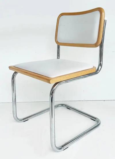 Marcel Breuer Italian Marcel Breuer Cesca Dining Chairs Set of 6 in Chrome Wood and Leather