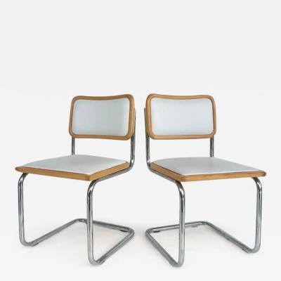 Marcel Breuer Italian Marcel Breuer Cesca Dining Chairs Set of 6 in Chrome Wood and Leather