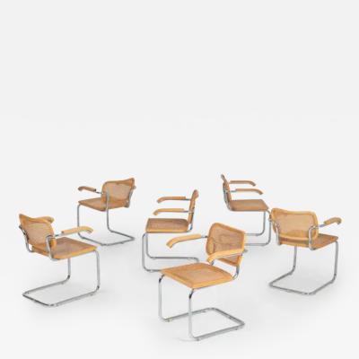 Marcel Breuer Marcel Breuer B64 Cesca Dining Chairs with Arms set of Six