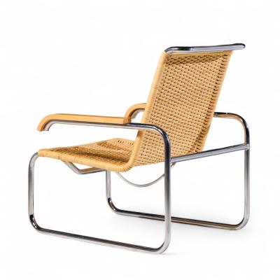 Marcel Breuer Marcel Breuer for Thonet B35 Mid Century Chrome and Rattan Lounge Chairs Pair