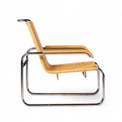 Marcel Breuer Marcel Breuer for Thonet B35 Mid Century Chrome and Rattan Lounge Chairs Pair
