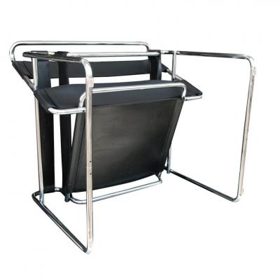 Marcel Breuer Pair of Black Leather Wassily Chairs by Marcel Breuer