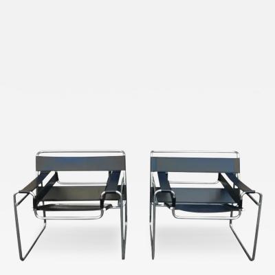 Marcel Breuer Pair of Signed Marcel Breuer Wassily Lounge Chairs Stendig Made in Finland 1970s