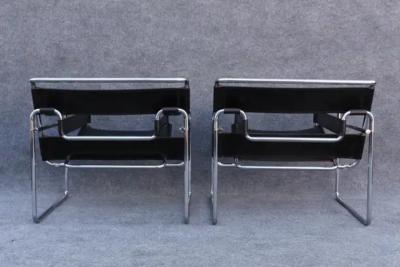 Marcel Breuer Pair of Signed Marcel Breuer Wassily Lounge Chairs Stendig Made in Italy 1960s