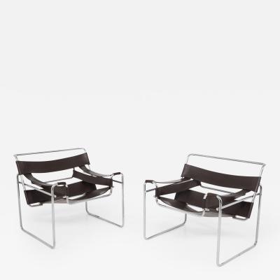 Marcel Breuer Pair of Wassily Model B3 Lounge Chairs by Marcel Breuer for Gavina 1970s