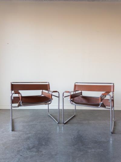Marcel Breuer Wassily Cognac Leather Chairs by Marcel Breuer for Gavina