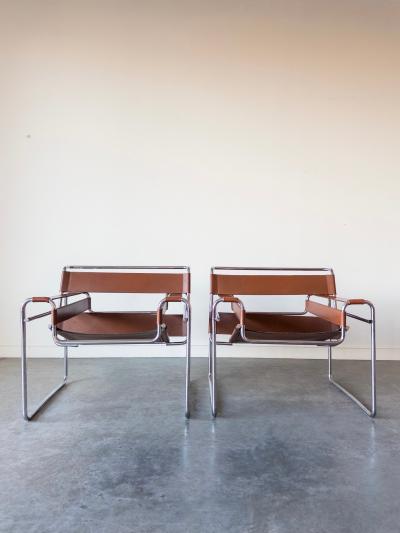 Marcel Breuer Wassily Cognac Leather Chairs by Marcel Breuer for Gavina