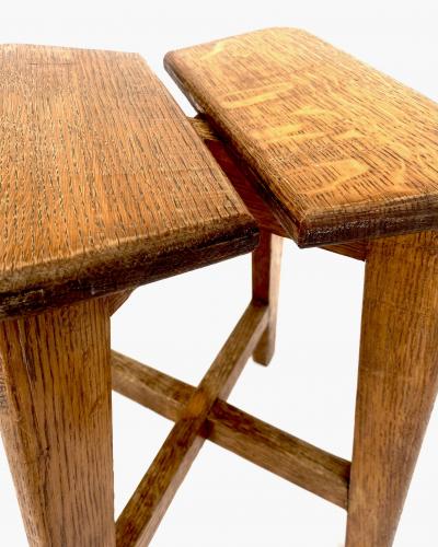 Marcel Gascoin Marcel Gascoin French Tabouret Oak Trefle Side Table Edition Arhec