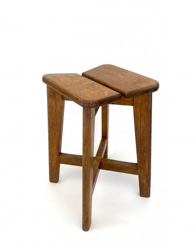 Marcel Gascoin Marcel Gascoin French Tabouret Oak Trefle Side Table Edition Arhec