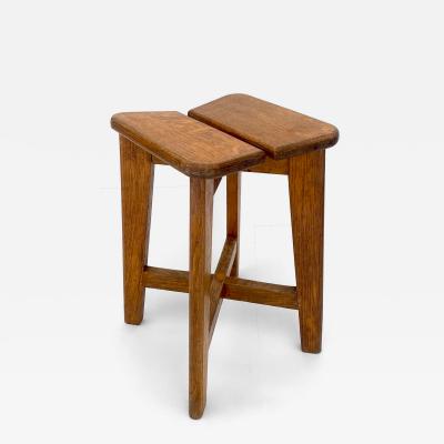 Marcel Gascoin Marcel Gascoin French Tabouret Oak Trefle Side Table Edition Arhec