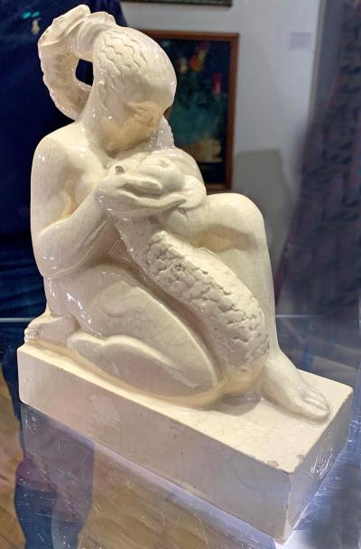 Marcel Merignargues Eve and the Serpent by Marcel Merignargues 1884 1965 France ceramic