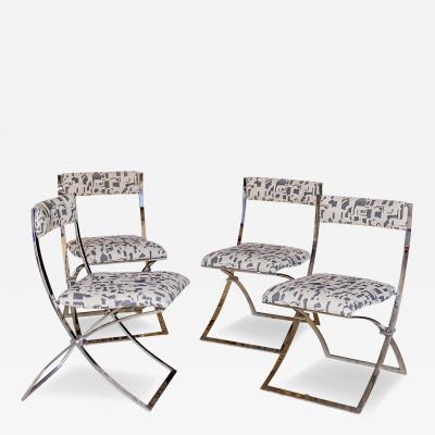 Marcello Cuneo A Set of Four Italian Chrome Folding Chairs 1970s