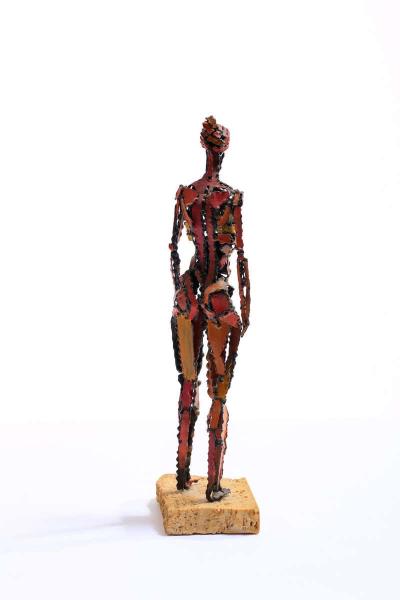 Marcello Fantoni 1960s Brutalist Female Nude Scupture Painted Iron on Travertine Base