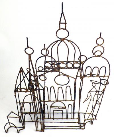 Marcello Fantoni Brutalist Marcello Fantoni Brazed Wire Church Sculpture
