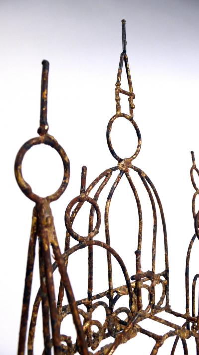 Marcello Fantoni Brutalist Marcello Fantoni Brazed Wire Church Sculpture