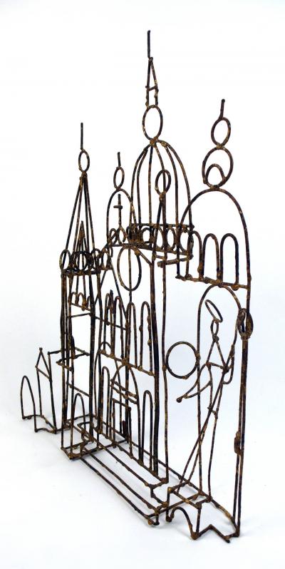 Marcello Fantoni Brutalist Marcello Fantoni Brazed Wire Church Sculpture