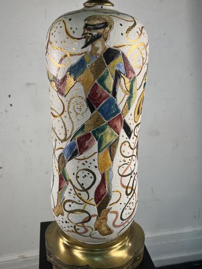 Marcello Fantoni FANTONI COLORFUL VENETIAN MASQUERADE POTTERY LAMP