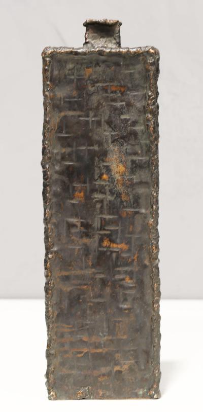 Marcello Fantoni Marcello Fantoni 1915 2011 Brutalist Metal Vase Signed