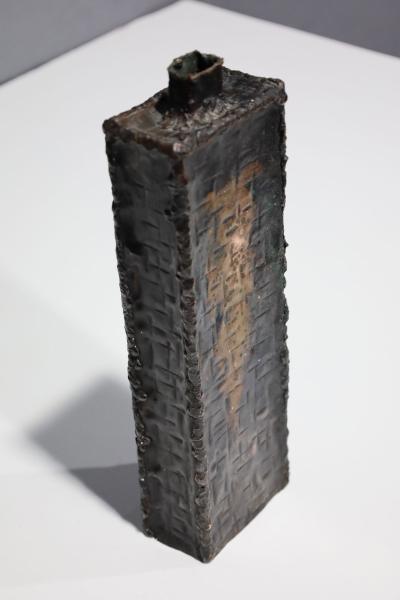 Marcello Fantoni Marcello Fantoni 1915 2011 Brutalist Metal Vase Signed