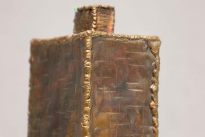 Marcello Fantoni Marcello Fantoni 1915 2011 Brutalist Metal Vase Signed