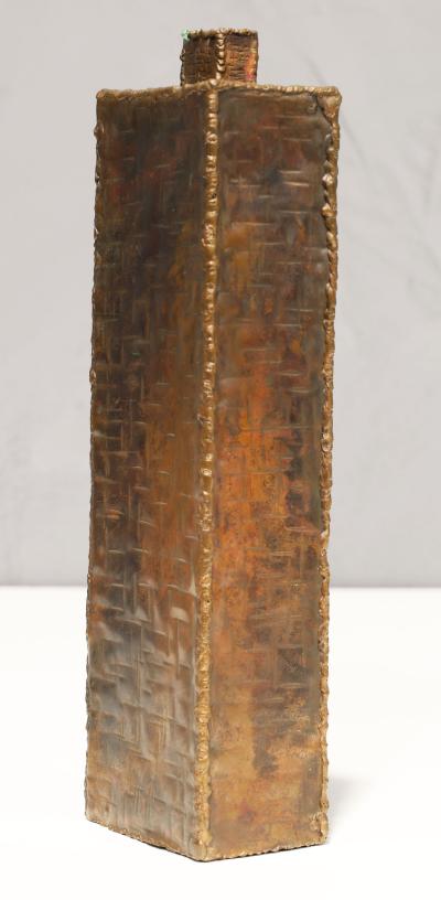 Marcello Fantoni Marcello Fantoni 1915 2011 Brutalist Metal Vase Signed