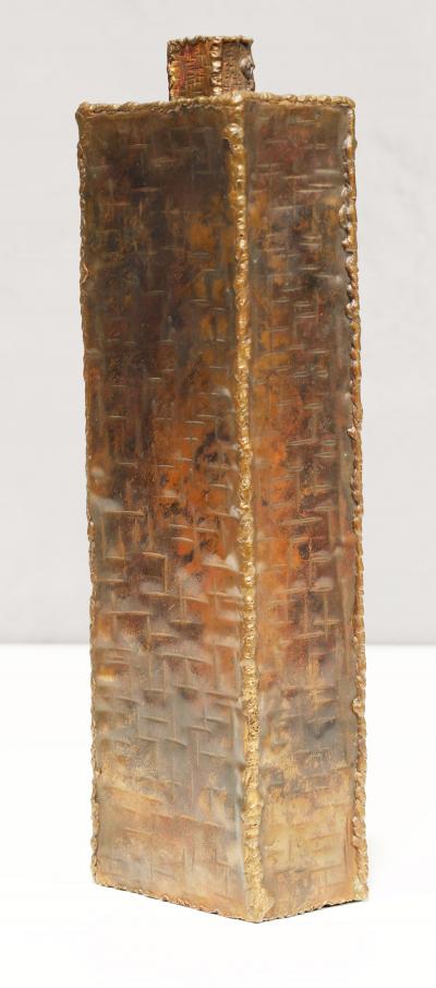 Marcello Fantoni Marcello Fantoni 1915 2011 Brutalist Metal Vase Signed