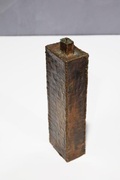 Marcello Fantoni Marcello Fantoni 1915 2011 Brutalist Metal Vase Signed