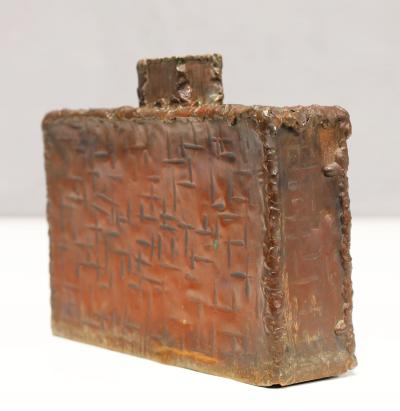 Marcello Fantoni Marcello Fantoni 1915 2011 Brutalist Metal Vase Signed
