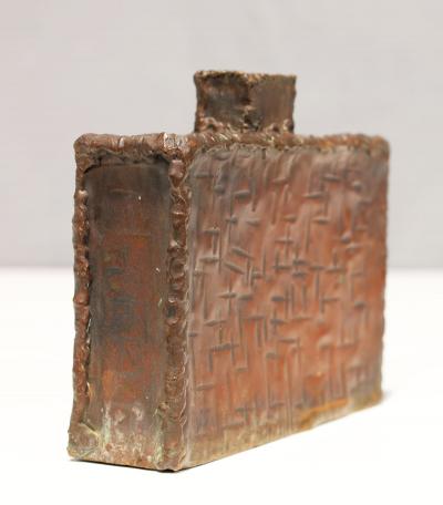 Marcello Fantoni Marcello Fantoni 1915 2011 Brutalist Metal Vase Signed
