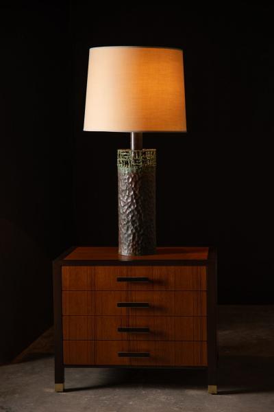 Marcello Fantoni Marcello Fantoni Brutalist Copper Table Lamp with Verdigris Patina 1960s