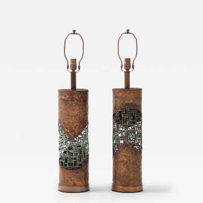Marcello Fantoni Marcello Fantoni Brutalist Torch Cut Lamps