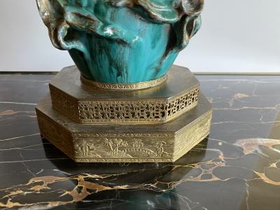 Marcello Fantoni Marcello Fantoni Pair of Spectacular Ceramic Lamps with Chinese Figures