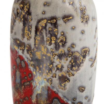 Marcello Fantoni Marcello Fantoni Vase Stoneware Abstract Red Gold Gray Signed