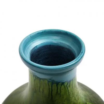 Marcello Fantoni Marcello Fantoni Vase Stoneware Incised Red Green Blue Signed