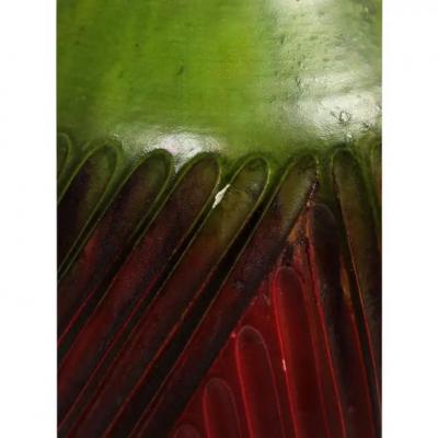 Marcello Fantoni Marcello Fantoni Vase Stoneware Incised Red Green Blue Signed